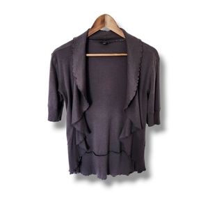 Short Sleeve Curled Hem Sexy Basic Open Cardigan by Express